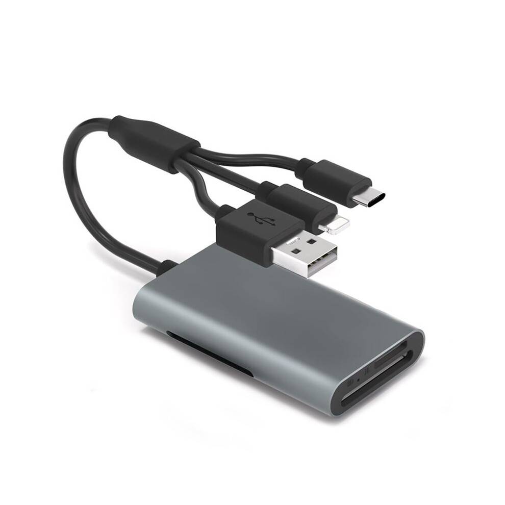 4-i-1 Memory Stick Pro Duo-Adapter med Trippel för -Gränssnitt/USB-C/USB-A för /Micro-/MS/XD Picture Card, Minneskortläsare