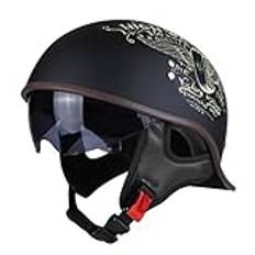 Retro Motorcycle Half Helmet Four Seasons Fit For Harley Moto Helmet Open Face Motorbike Crash Helmets Casco Safety Cap(35.5,XL)