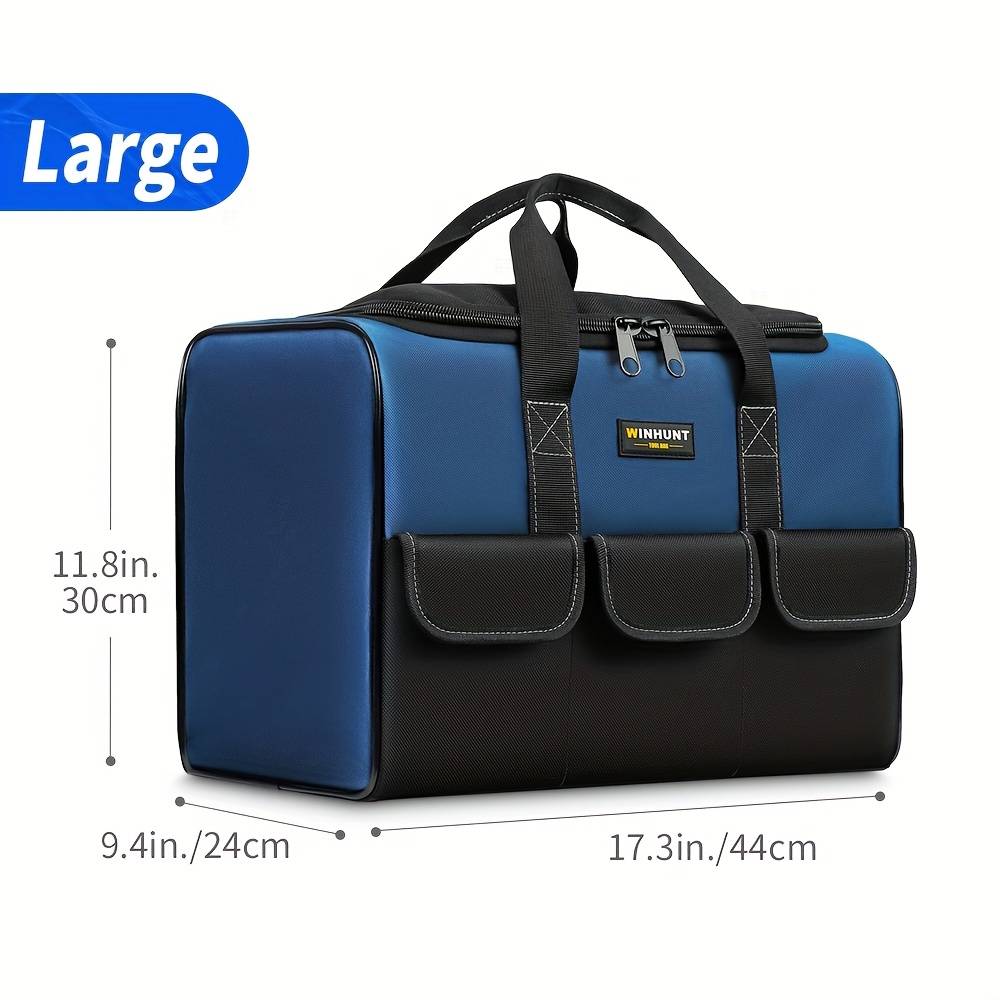TEMU 17 Inch Tool Bag, Large Tool Bag With 6 Exterior Pockets Electrician Tool Bag, For Enthusiasts And Tool Bags For Men Heavy Duty
