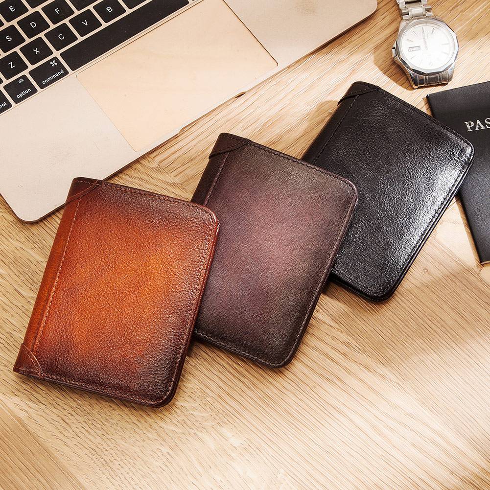 HUMERPAUL Genuine Leather Wallets for Men RFID Blocking Cards Holder Carteras Slim Male Cowhide Clutch Money Bag with ID Window