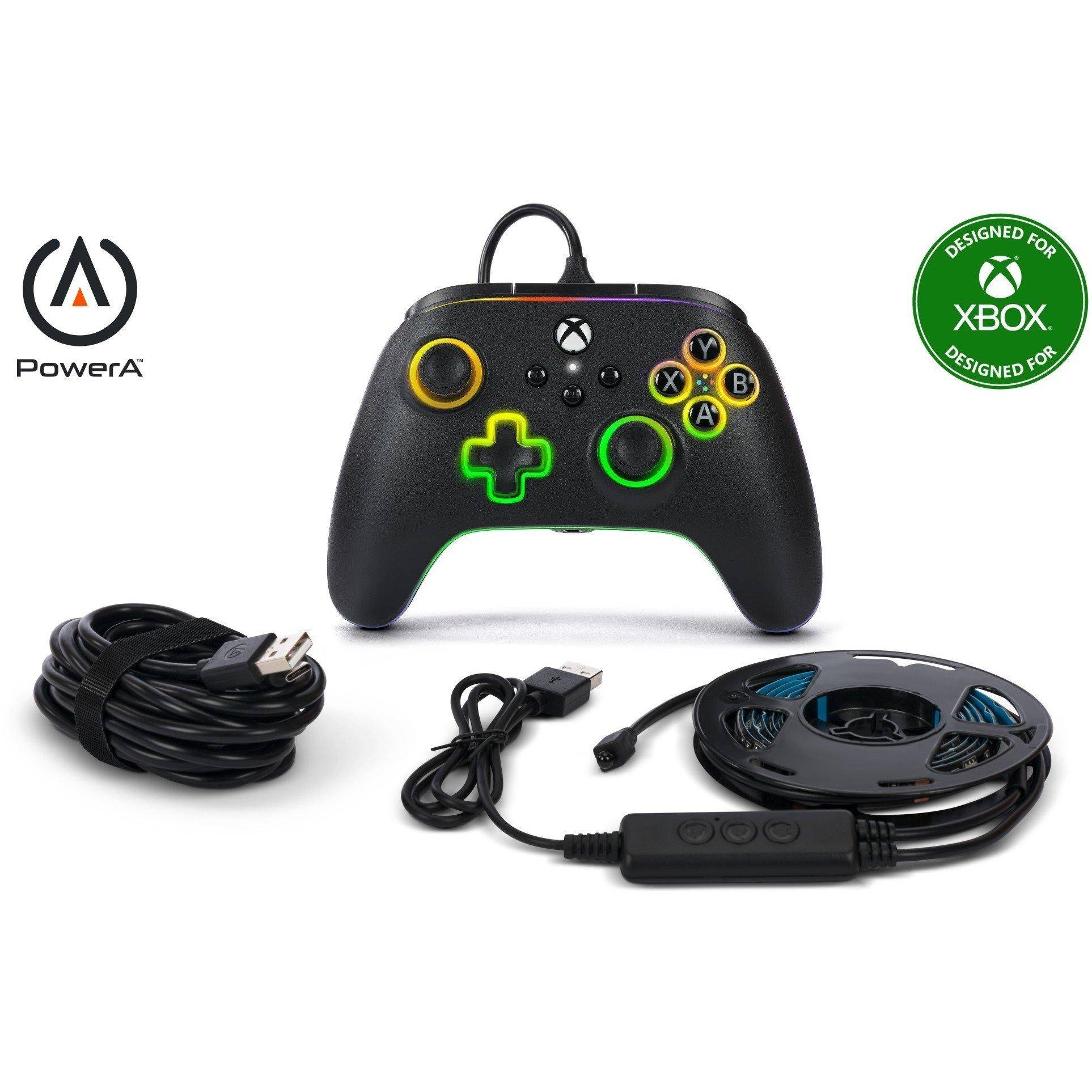 Powera Advantage Wired Controller For Xbox Series Xs With Lumectra + Rgb Led Strip - Black