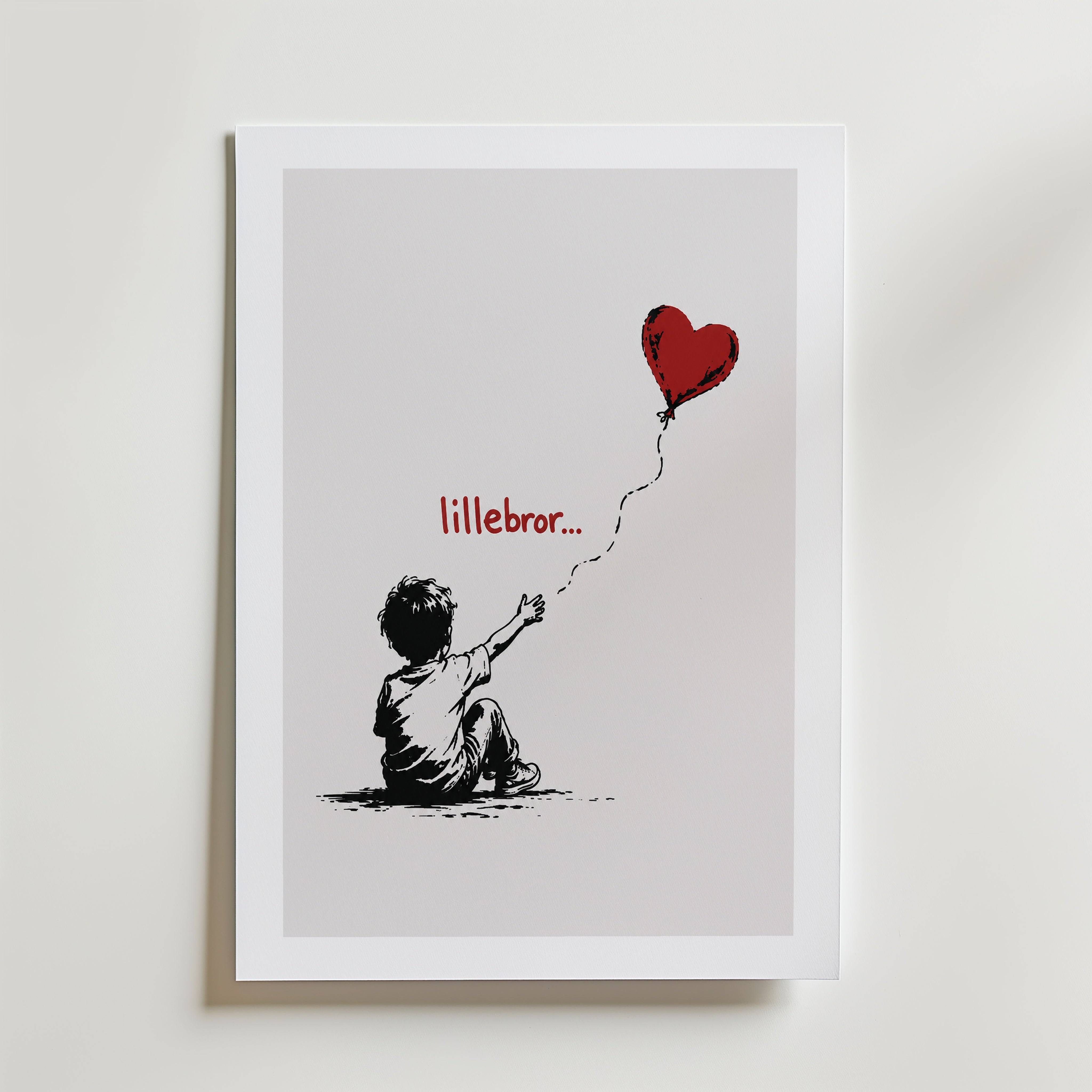 Lillebror Poster - Fine Art Poster 40x50 cm Med passepartout