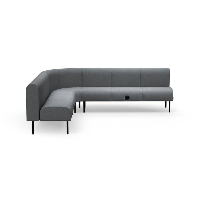 Soffa VARIETY, 90° inåtvänd hörna, USB-C/220V-uttag, tyg Pod CS, silvergrå