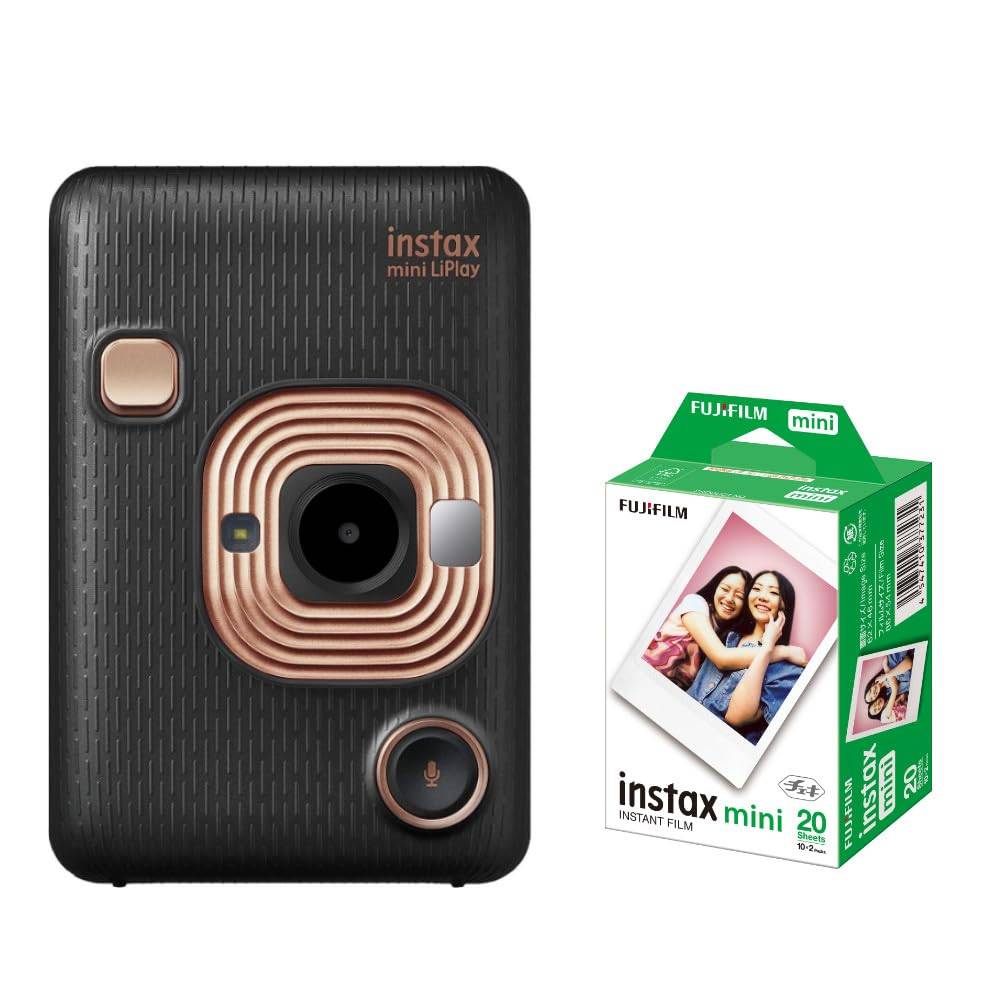 Fujifilm instax mini LiPlay Hybrid Instant Elegant Black 20 Sheets of Film Camera, &