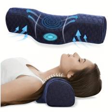 TEMU 1pc Cervical Neck Pillow For Sleeping, Memory Foam Pillow Neck Bolster Pillow For , Neck Support Pillow Cervical Pillows For Side Back Sleepers Bed Pillow.