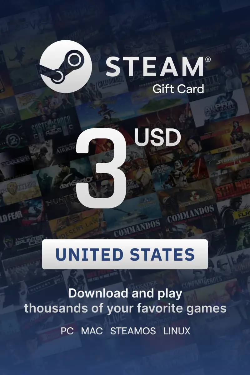 Steam Wallet $3 USD Gift Card (US) - Digital Code.