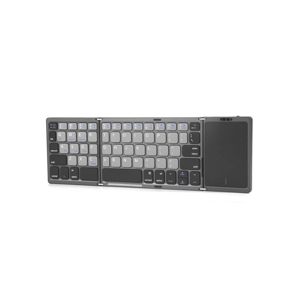Foldable Keyboard with Touchpad Office Wireless Keyboard Storage Three Systems Universal Black&White.