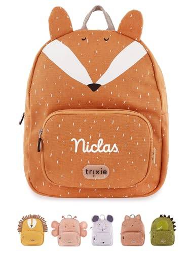 wunderwunsch TRIXIE Kindergartenrucksack, Rucksack für Sportunterricht Schule und Kindergarten, Hort und Krippe, personalisiert mit deinem Wunschnamen (Fuchs, Klein (5,25 Liter))
