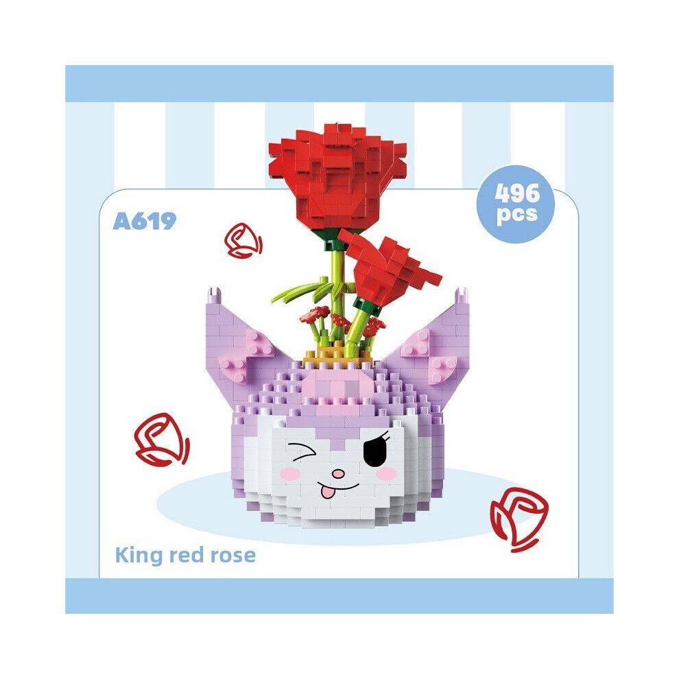 (Red Rose) Kitty Hello Lotso Linabell Rose Cactus Sunflower Bonsai Toy Blocks Building