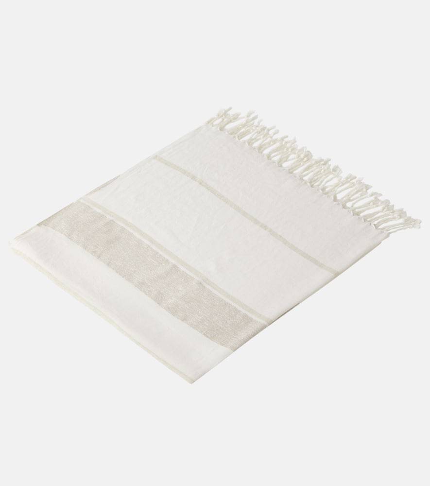 Brunello Cucinelli Striped linen-blend blanket - multicoloured - One Size