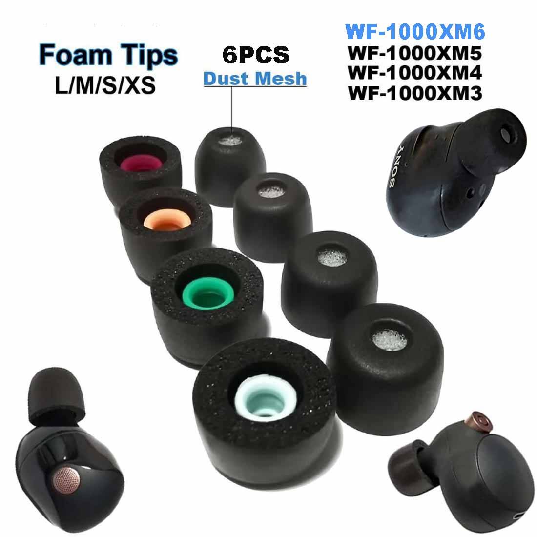 6PCS  Memory Foam Ear Tips Cushion Earbuds For Sony WF-1000XM6 WF-1000XM5 WF-1000XM4 WF-1000XM3 Eartips Anti Slip Earplugs