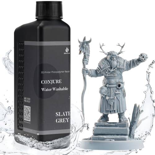 Conjure Vattentvättbart Resin för 3D-skrivare, vattentvättbart fotopolymerhart 405 nm, hög precision och låg krympning, för LCD/DLP/MSLA Resin-skrivare, Ljusgrå, 1000 g