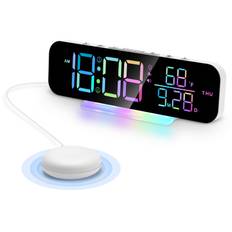 LAEYI Vibrating Alarm 3 Alarm Wall Loud Table Wall For the and Hearing Brightness Temperature and Humidity Time Setting USB Snooze Alarm Block Clock, vit