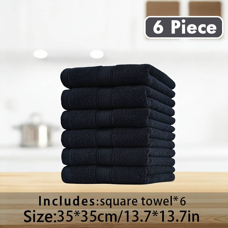 6pcs Of Pure Ancient Text Printed Square Towels Set, 6pcs 35*35cm Washcloth, 400 Gsm, Featuring Strong Water Absorption, , And Skin-friendliness, Suitable For Bathroom Showers And Hotel Settings