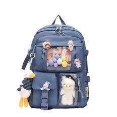 Dame Kawaii Rygsæk Candy Farve Nylon Rygsæk med Flere Lommer Stor Kapacitet Ensfarvet Skoletaske Sød Skolerygsæk~04055