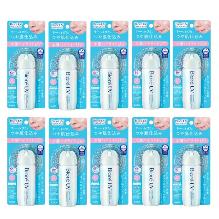 Kao - Biore UV Aqua Rich Aqua Highlight Lotion SPF50+ PA++++ - 70ml (10ea) Set - black