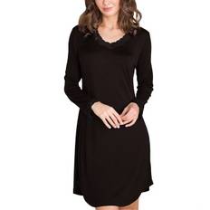 Lady Avenue Silk Jersey Nightgown With Long Sleeve