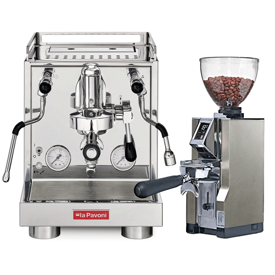 La Pavoni New Cellini Evolution LPSCVS01NO Espressomaskine Inkl. Eureka Mignon Libra 65 Chrome Espressokværn