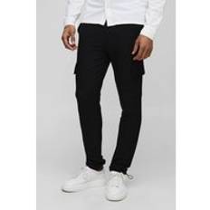 Resårmidjade Tekniska Stretch-Skinny Cargobyxor, Black - XL