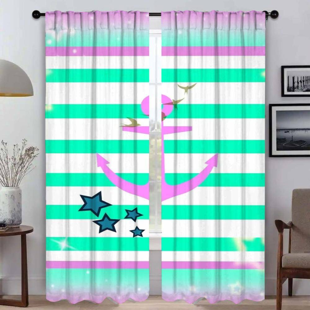 Anchor Modern Living Room Curtains for Camera Blinds Shades Window Curtain for Room 2 Panel Halloween Decoration Partition Child W50xH70cmx2pcs-CL