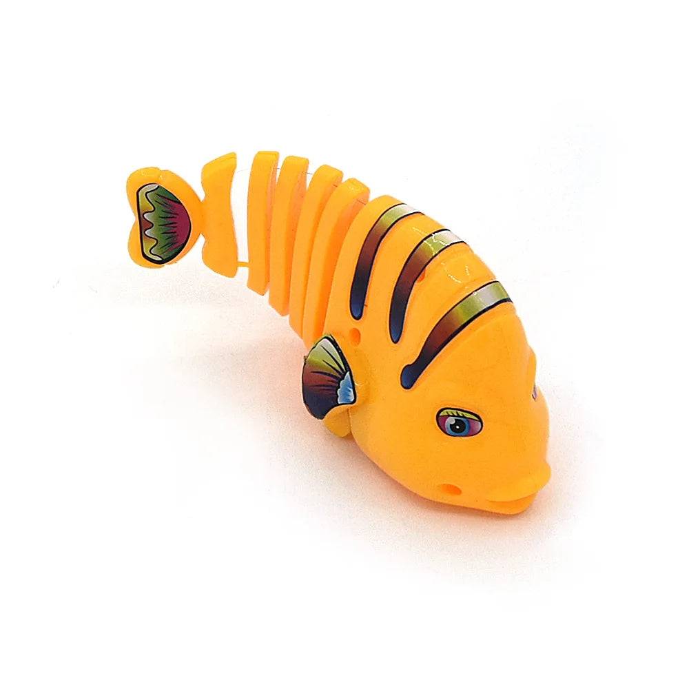 Spring Swing Fish Cat Toy with Feathers - Yellow / 13.8cm (13.8cm)