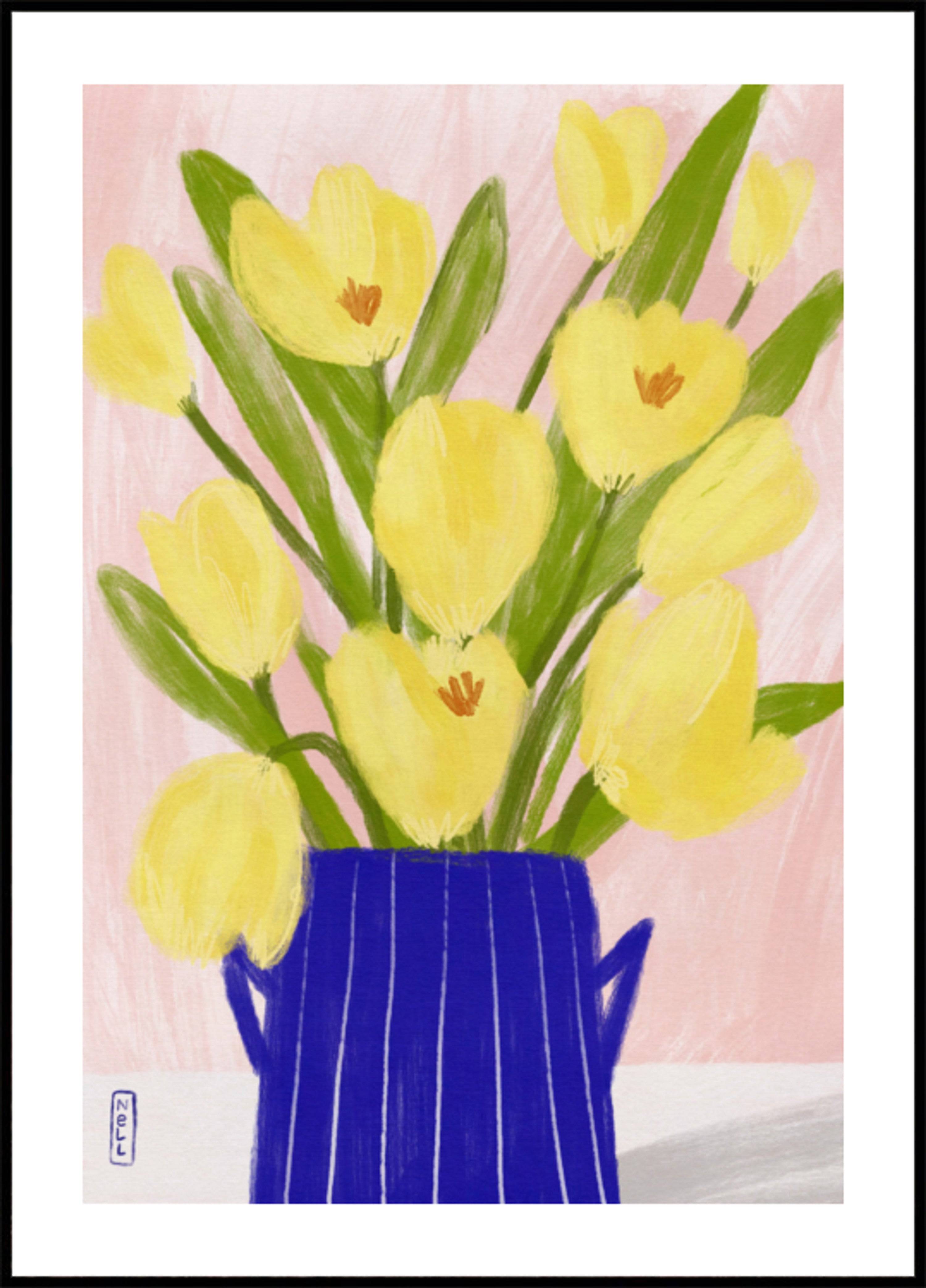 Spring Tulips Blue Vase (30x40) - Plakater > Osorterade verk, BD