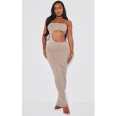 Shape Taupe Seamless Cut Out Bandeau Maxi Dress, Brown