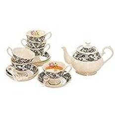 porslin teservis kaffekoppar och för 6, bone china kaffekoppar och teskedar för kvinnor vuxna