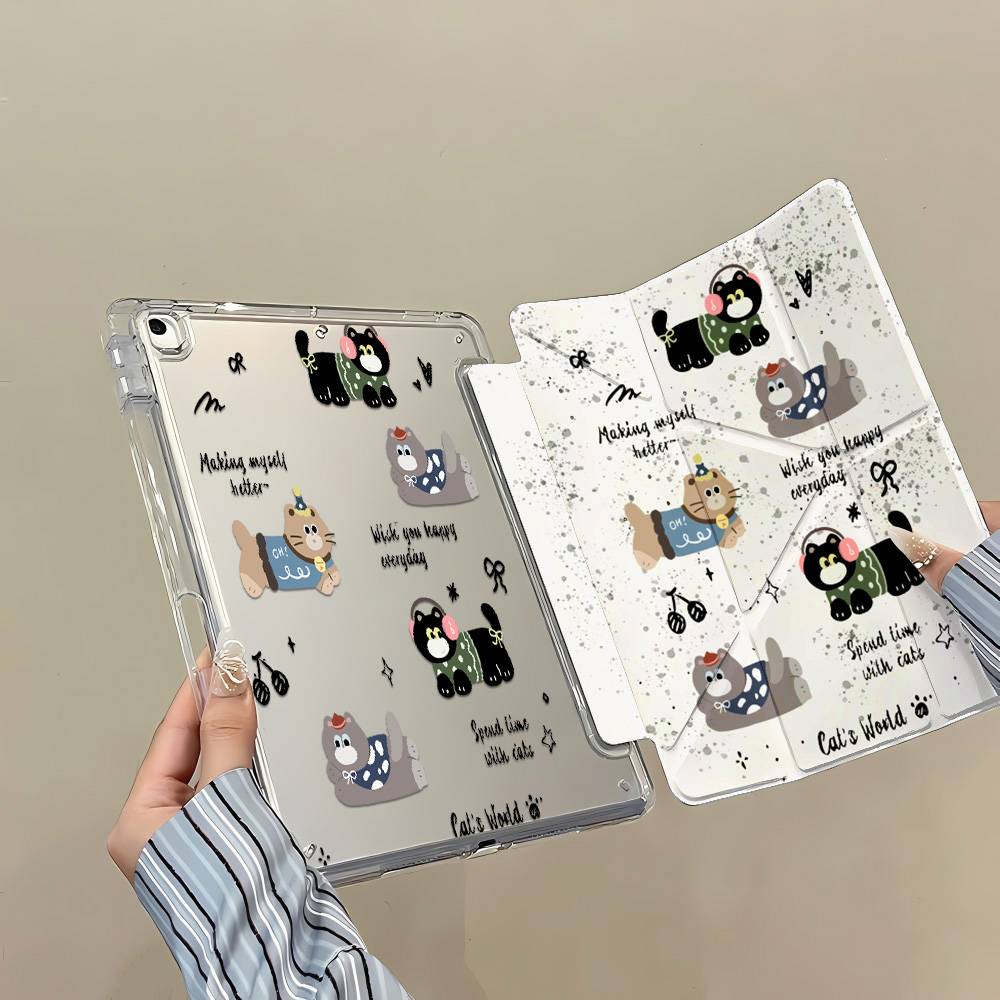 Y-Fold Edge High Clarity Tablet Case for Apple iPad Pro 11 2021/2022 mini 6 8.3 inches with Pencil Holder Splatter Spot Pattern