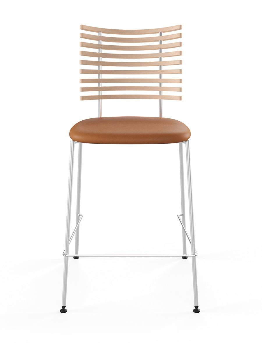 Tiger Barstol, cognac læder fra Naver Collection Eg hvidolie / Rustfrit stål - Jacobsen Plus