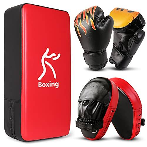 Odoland handklor set med PU-klor boxningshandskar 6OZ boxningshandskar för boxning kickboxning boxningsträning kampsport thai kickboxning klor, Röd