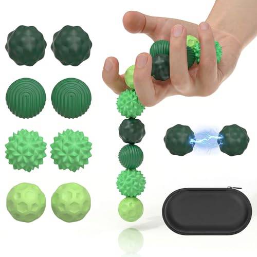 CNMTCCO 8 stycken magnetiska fidgetleksaker av silikon, tysta magnetkulor, sensoriska leksaker, anti-stress och koncentrationshjälp för vuxna och tonåringar, ADHS Fidgetbollar (grön)