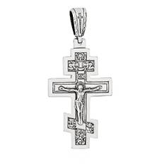 NKlaus silverkors krucifix kors 925 sterlingsilver ortodox hänge dop k38, Silver, Ingen ädelsten