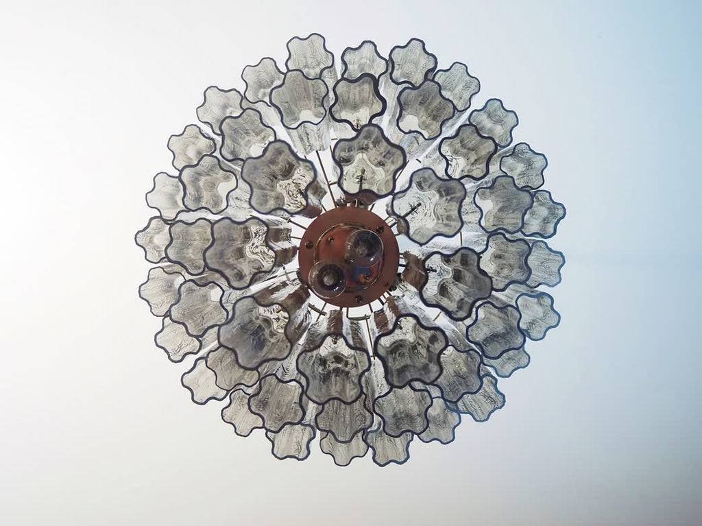 Murano lysekrone | Tuber | 48 glas | Røg-farvet glas