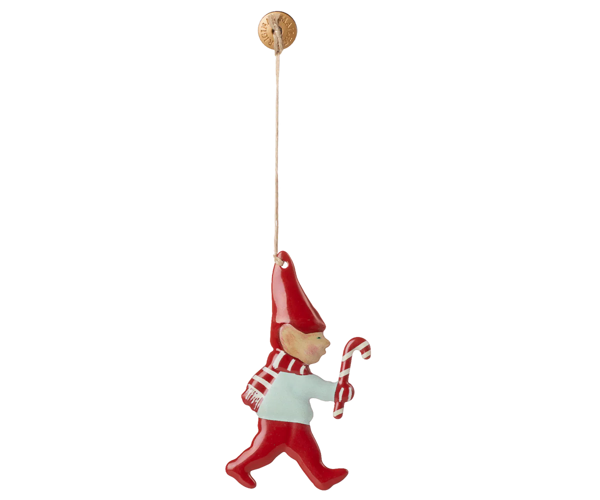 Metal ornament, Nisse - Sukkerstok, Maileg