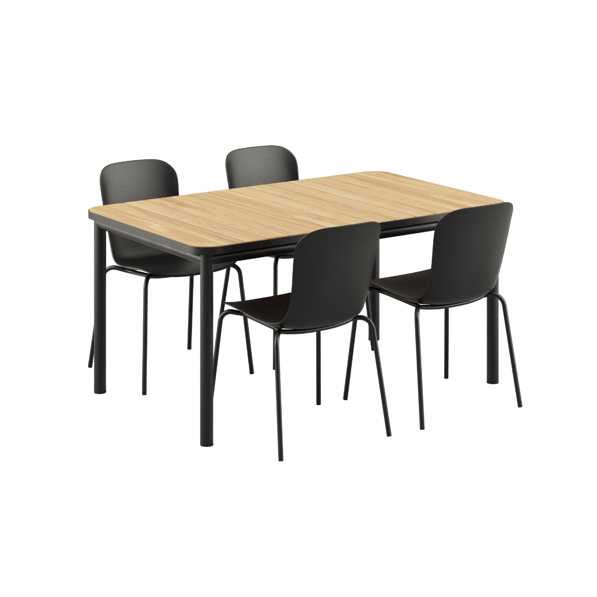 SACKit Kirra Dining Table Noir & 4 Patio Chair no. One