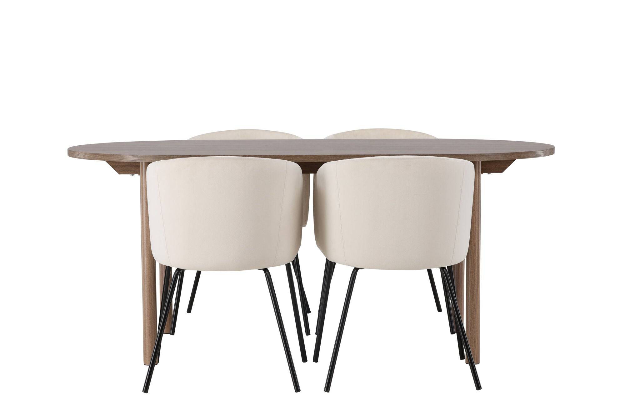 Venture Home Andy spisebord 180*75 - Natural / Natural MDF +Berit stol - Black / Beige Velvet _4