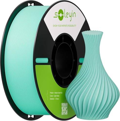 SOLEYIN Ultra PLA Filament 1.75mm Green, 3D Printer Filament 1kg 30-300mm/s, For Most 3D Printers, Creality Ender-3 K1 K1C K2 Plus Hi (Light Green)