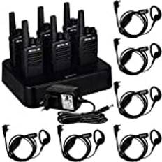 Retevis RT668 Walkie Talkie Med Headset, PMR446 Licensfri Radio, Uppladdningsbar Långväga Walkie Talkie, Bärbar Radio För Säkerhet, Restaurang Och Hotell (Svart, 6 Stycken)