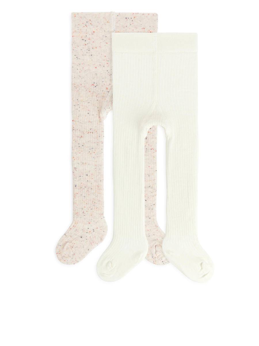 ARKET Cotton Tights, Set Of 2 -White, 74/80