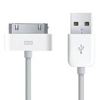 USB Data-/ladekabel til iPhone, iPad, iPod mm. 1m. Hvid. (30-pin stik)