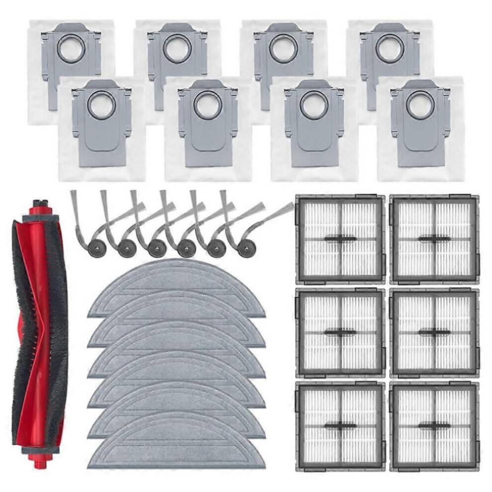 Reservedele kompatible med Roborock Q10 S5/Q10 S5+/Q10 X5/Q10 X5+/Q10 VF/Q10 VF+: Hovedbørste, sidebørste, filter