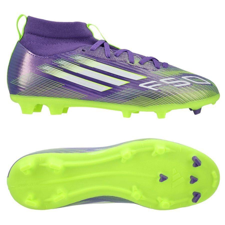 adidas F50 League Mid Fg/ag Radiant Blaze - Lila/vit/lucid Lemon Barn - ['Lila'] (28)