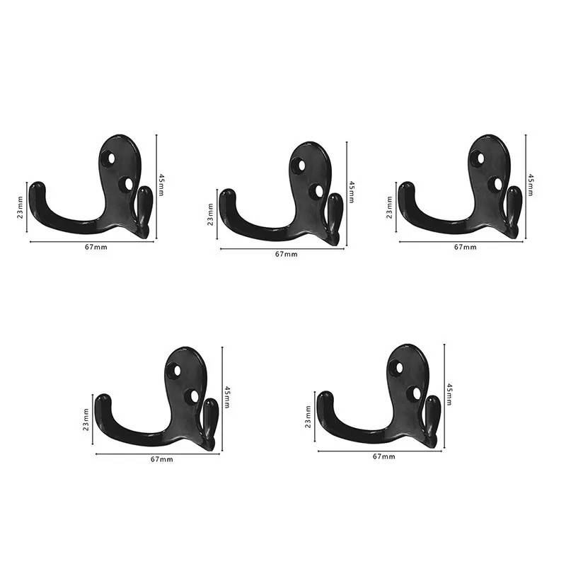 INF Klädkrokar i zinklegering (5-pack) - Svart