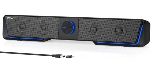 Jeecoo A40 PC Lautsprecher,Lautsprecher für Pc Tragbarer Computer Lautsprecher Schwarz 2.0 Soundbar USB Betrieb und Bluetooth Modus für Smartphone und Mobile Geräte