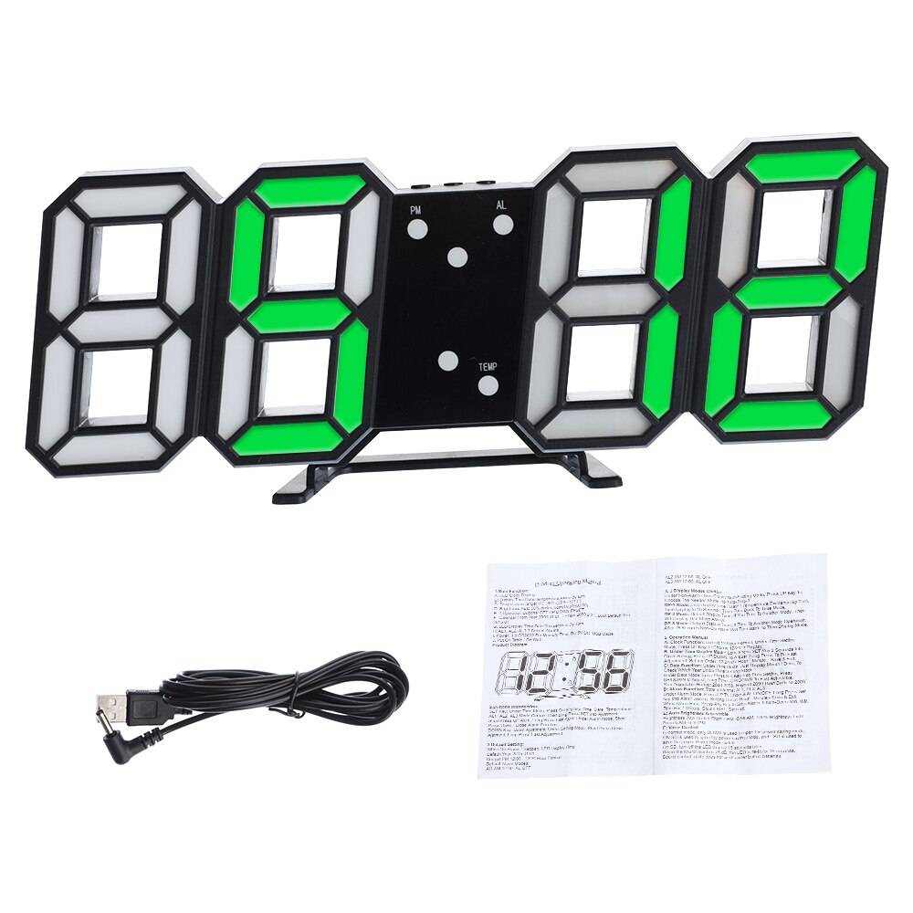 3d digital bordsklocka väggklocka ledde nattlampa datum tid celsius display larm usb snooze heminredning vardagsrum #9 - B6