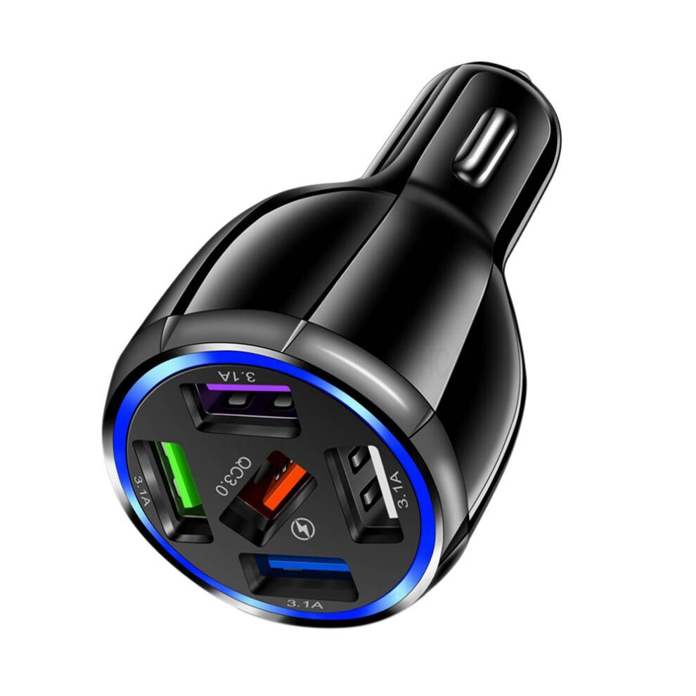 5 USB Car Charger Quick Charge 3.0 Fast Car Lighter for Car Charger QC 3.1-Black