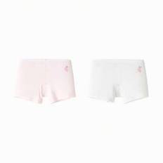 Flickbyxor Flickunderkläder Ljusresistenta barnboxershorts hudvänliga tvåpack - vit röd ton (8Y,10Y,12Y,3-4Y,5Y,18-24M,14Y,15Y,7Y,13Y)
