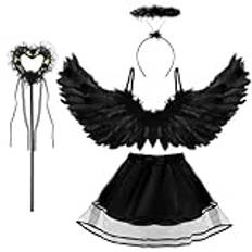 Bluelves Svarta änglavingar, änglakostym, ängel, svart ängel, djävulsdräkt för kvinnor, för halloween, karneval, maskerad, cosplay-fest