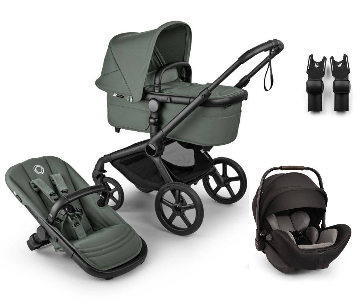 Bugaboo Fox 5 Renew Stroller Set 3 in 1 incl. Nuna Arra Flex i-Size Baby Car Seat - Black / Forest Green